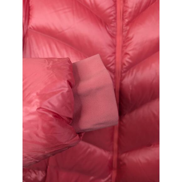 Athleta Lofty Sz L Coral/pink Nylon Goose Down Zip Packable Puffer Coat Jacket - Picture 3 of 11